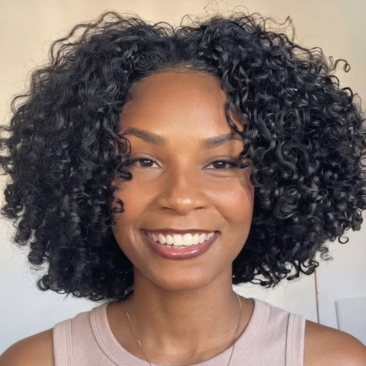 Natural Black Tight Coily Ringlet Curls Human Hair Wig - Bouncy Short Bob with Defined Springy Curls- Rafarada