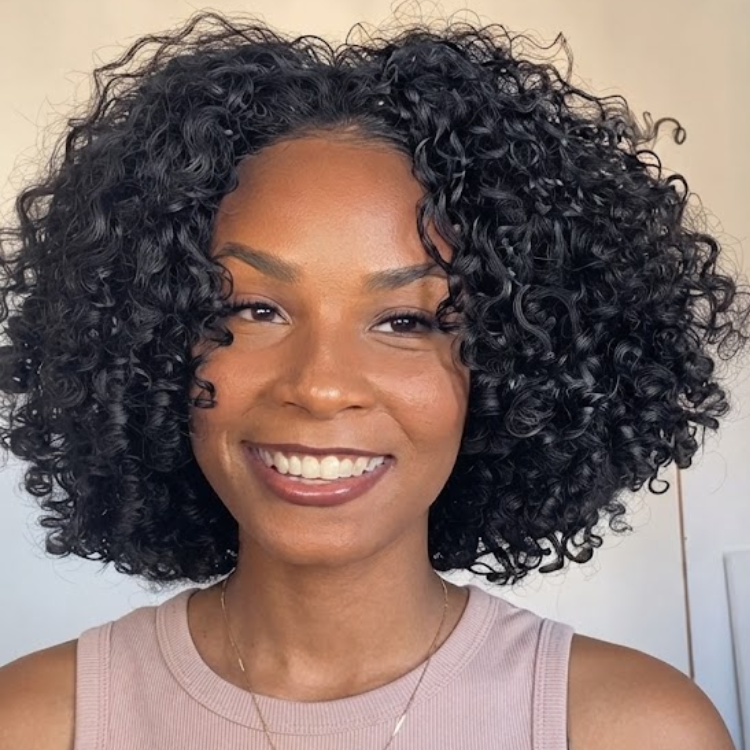 Natural Black Tight Coily Ringlet Curls Human Hair Wig - Bouncy Short Bob with Defined Springy Curls- Rafarada