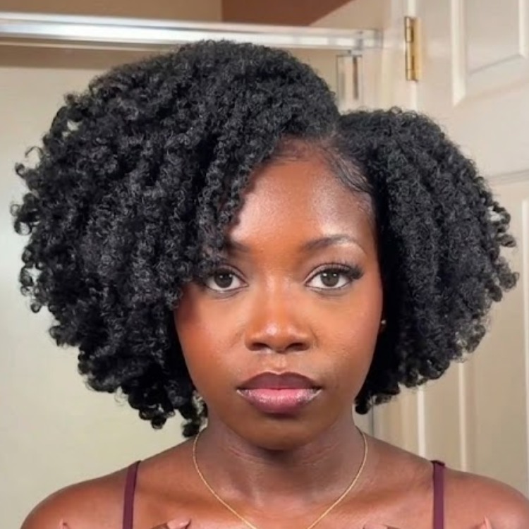 Short Twist Out Kinky Coily Human Hair Wig Natural Black Glueless Defined Coils Afro Wig Pre-Plucked Full Volume - Rafarada
