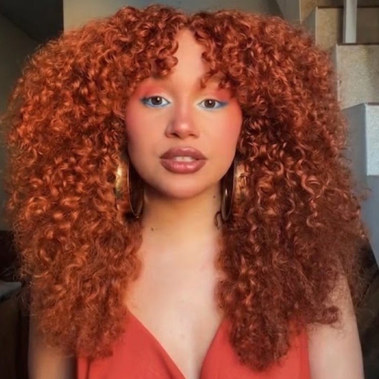 Glueless Vibrant Copper Red Voluminous Afro Kinky Curly Lace Front Wig High Density Bouncy Coily Human Hair Wig- Rafarada