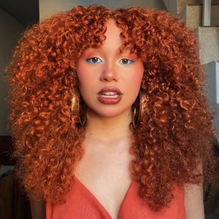 Glueless Vibrant Copper Red Voluminous Afro Kinky Curly Lace Front Wig High Density Bouncy Coily Human Hair Wig- Rafarada