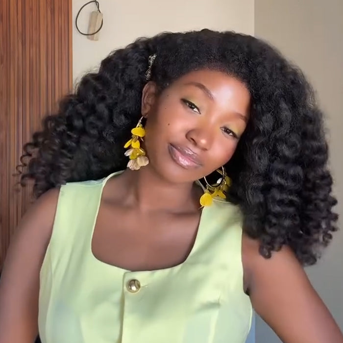 Afro Loose Wave Human Hair Wig Luxurious Glueless HD Lace Front Human Hair Wig Natural Color Wig- Rafarada