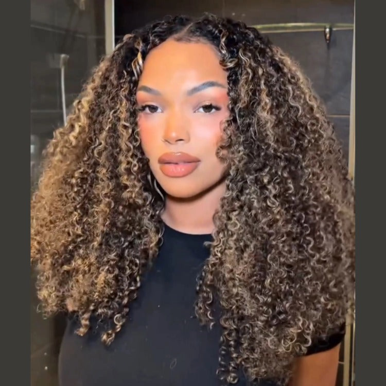 Highlight Color Afro Curly Crochet Hair 100% Human Crochet Hair Extensions - Rafarada