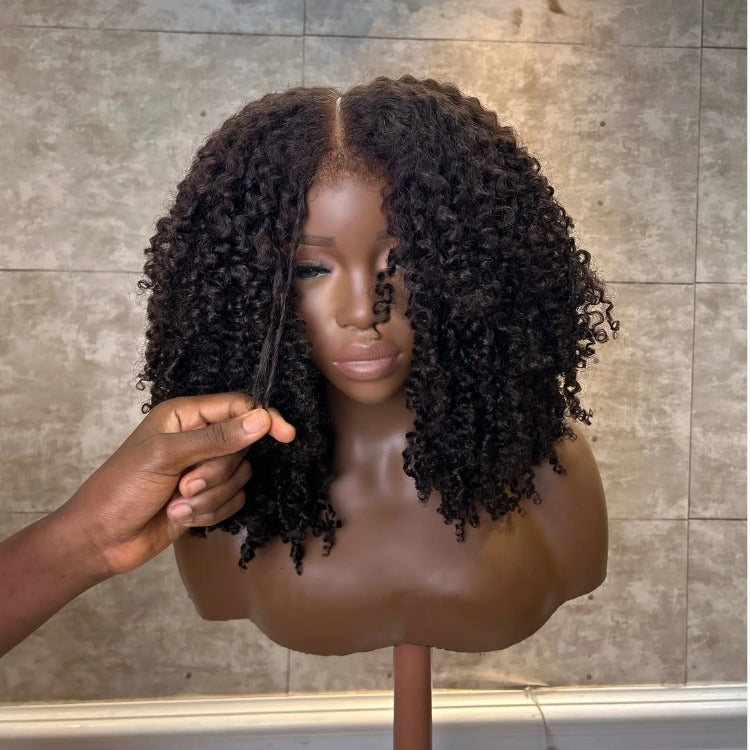 Afro Curl Hair Waves With 4c Hair Edges Front Lace Wig Glueless Lace Natural Color Human Hair Wigs - Rafarada