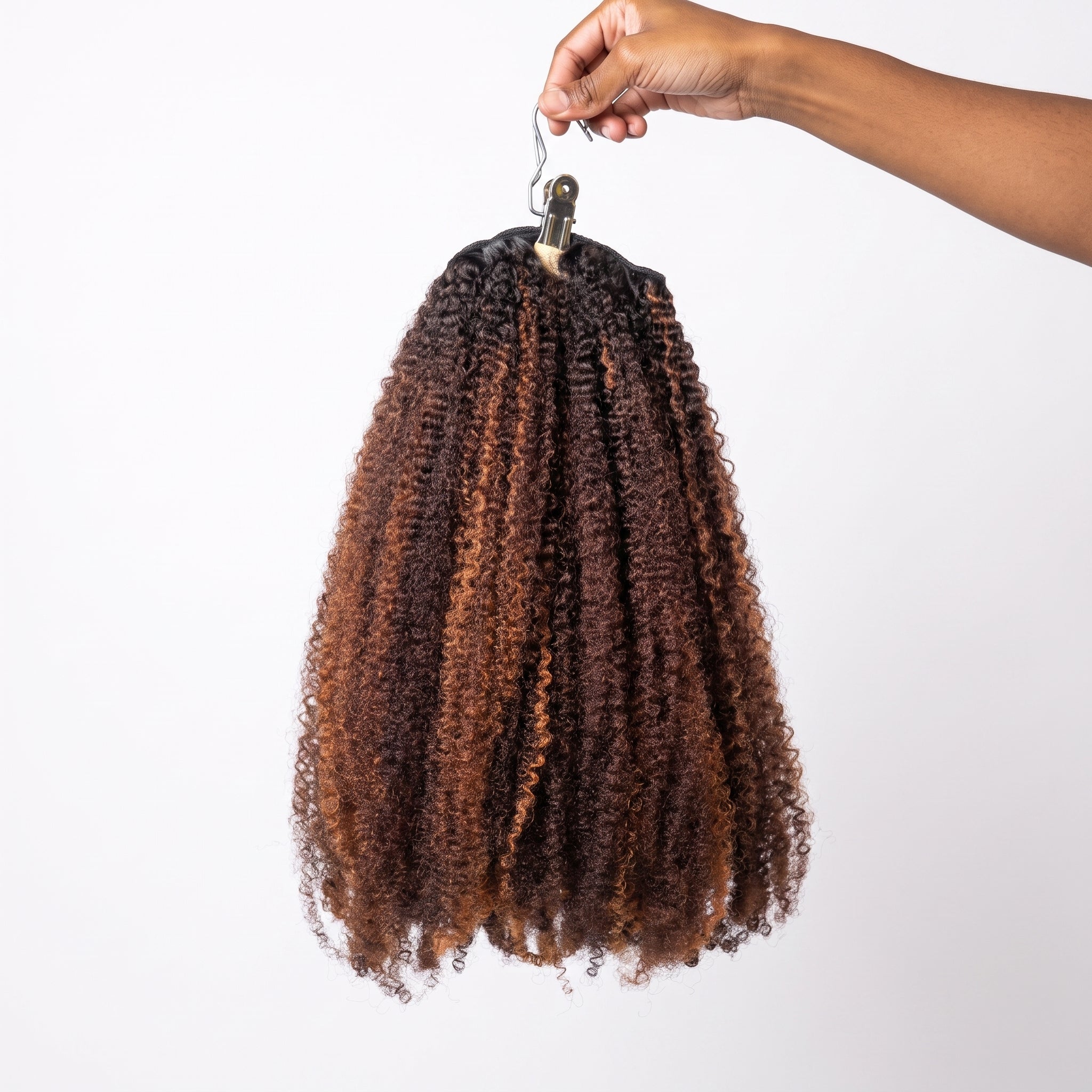 Highlight Afro Kinky Curly Human Hair Bundles 1B/30 Ombre Brown Kinky Coily Weave - Rafarada