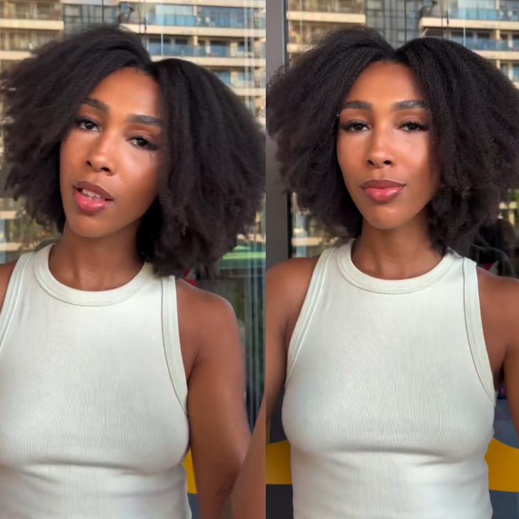 Natural Black Afro Kinky Curly Bob Wig HD Lace Frontal Afro Texture Glueless Human Hair - Rafarada