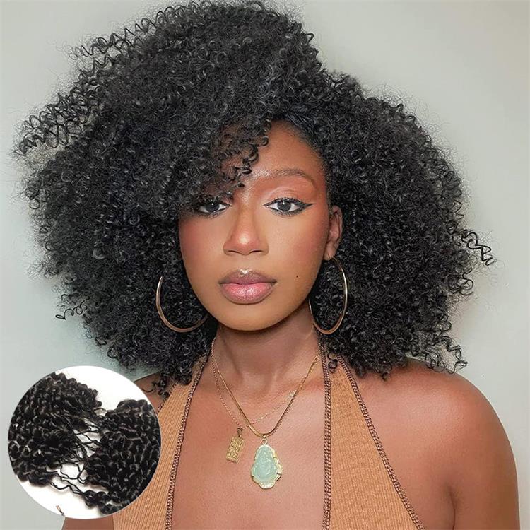 Afro Curly Crochet Hair Pre-Separated Feather Soft Knotless Human Hair Extensions - Rafarada