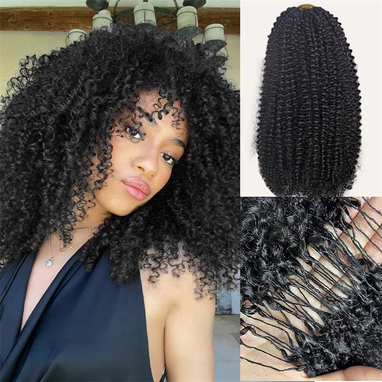 Afro Curly Crochet Hair Pre-Separated Feather Soft Knotless Human Hair Extensions - Rafarada