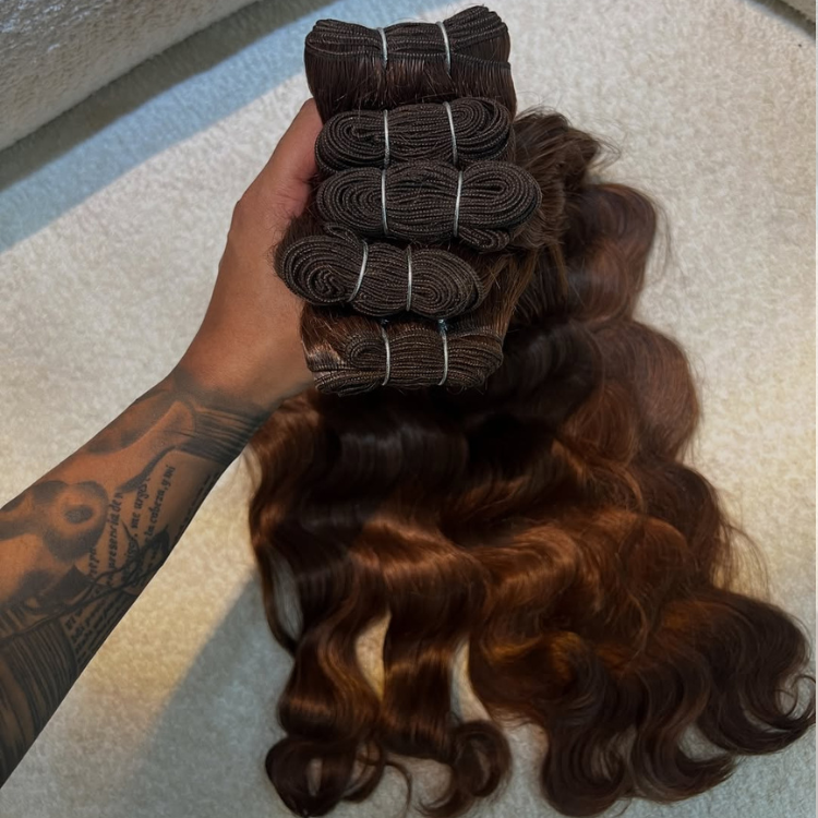 Auburn Brown Body Wave Human Hair Bundles Chocolate Brown Human Hair Weave Reddish Brown Brazilian Extensions for Women - Rafarada