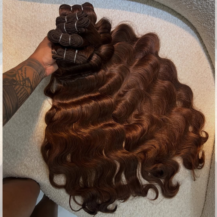 Auburn Brown Body Wave Human Hair Bundles Chocolate Brown Human Hair Weave Reddish Brown Brazilian Extensions for Women - Rafarada