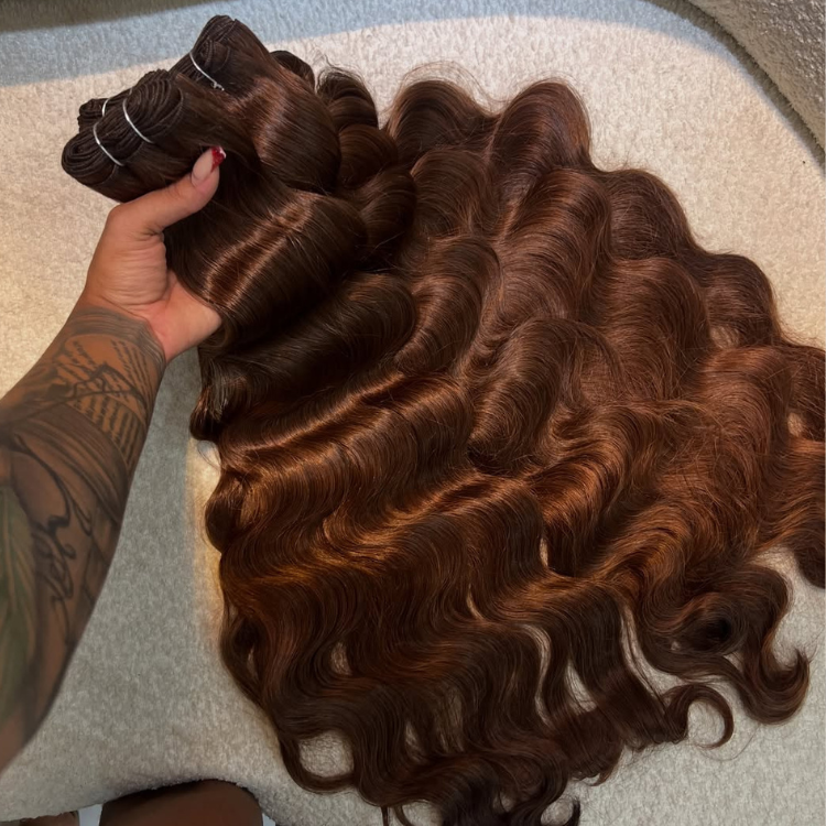 Auburn Brown Body Wave Human Hair Bundles Chocolate Brown Human Hair Weave Reddish Brown Brazilian Extensions for Women - Rafarada
