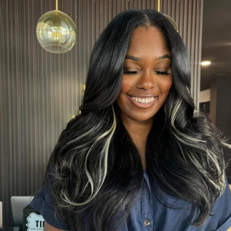 Balayage Hair Color Body Wave Wig Human Hair Lace Frontal Blonde Black Pre Plucked Wig - Rafarada