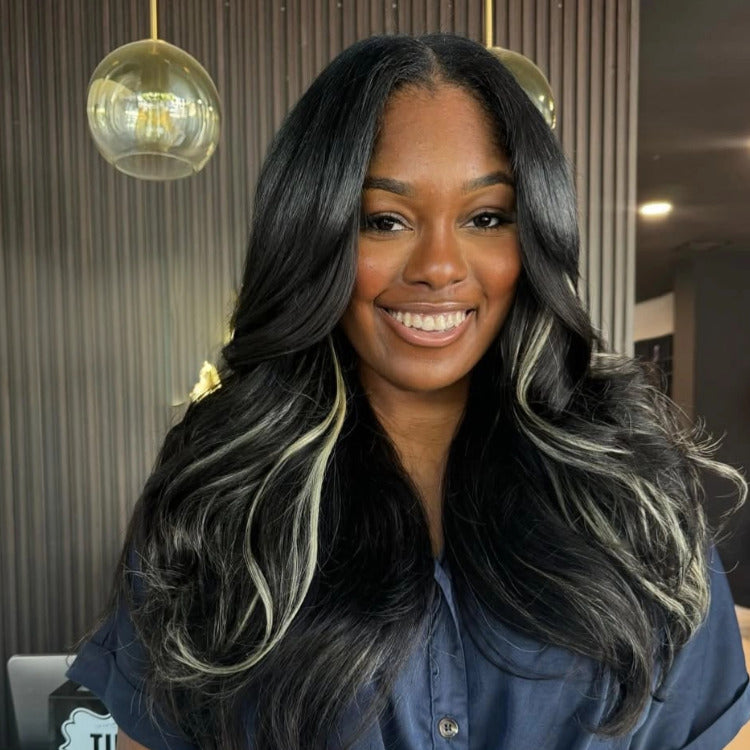 Balayage Hair Color Body Wave Wig Human Hair Lace Frontal Blonde Black Pre Plucked Wig - Rafarada