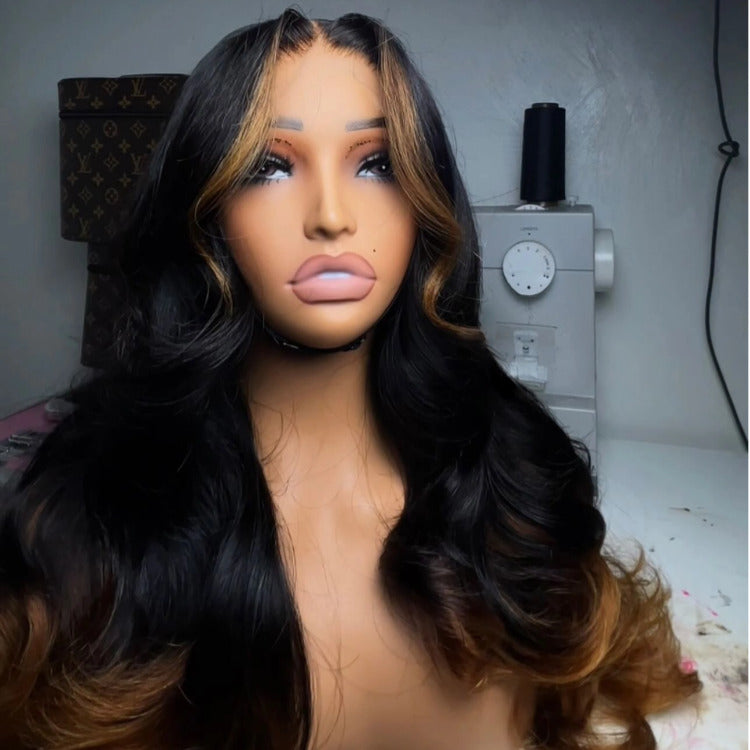 Balayage Blonde Brown Highlights 13x4 Lace Front Body Wave Hair Wigs - Rafarada