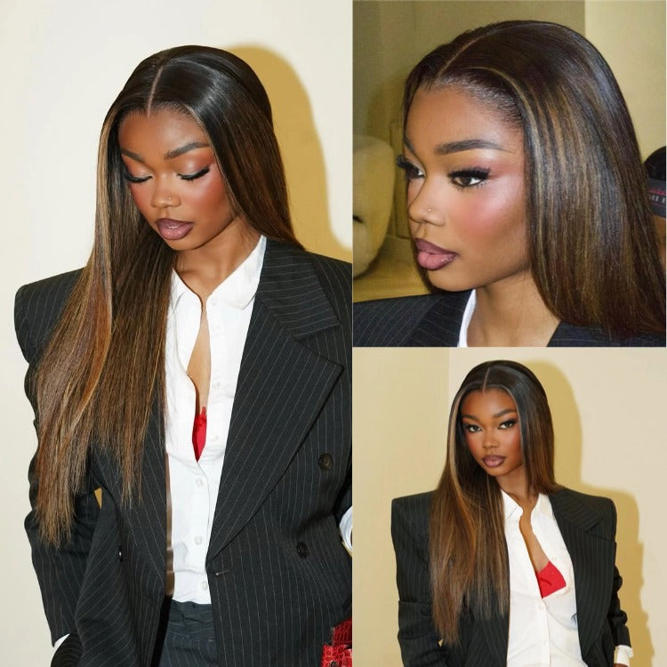 Black and Blonde Skunk Hair High Density 13x4 Lace Front Straight Human Hair wig- Rafarada