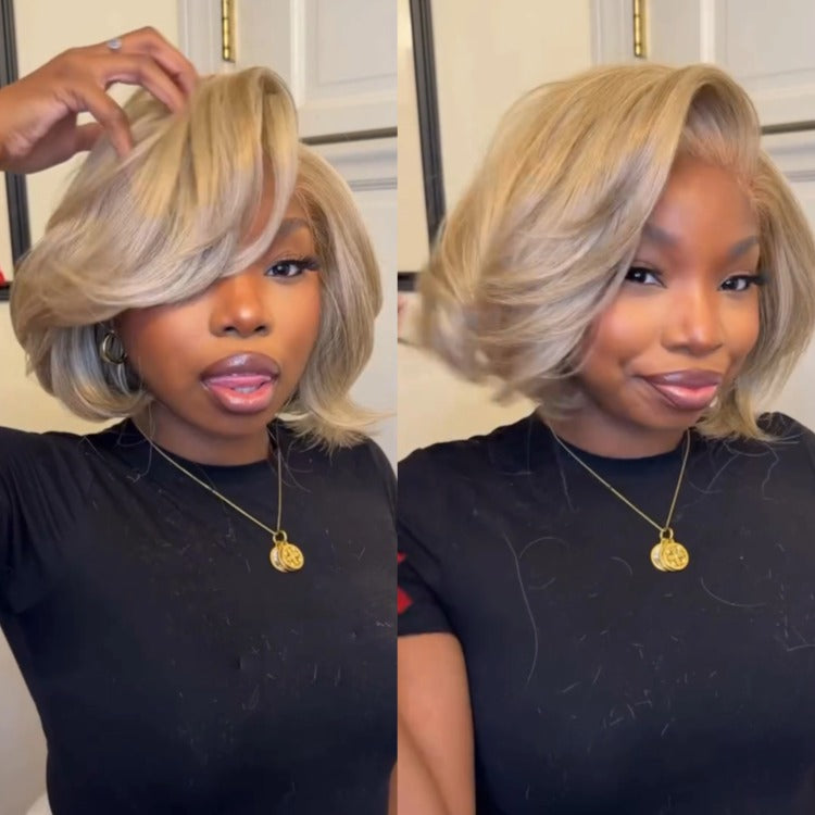 Bob Wig Blonde Color HD Lace Frontal Short Bob Hair 100% Human Hair Wigs - Rafarada