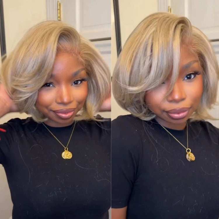 Bob Wig Blonde Color HD Lace Frontal Short Bob Hair 100% Human Hair Wigs - Rafarada