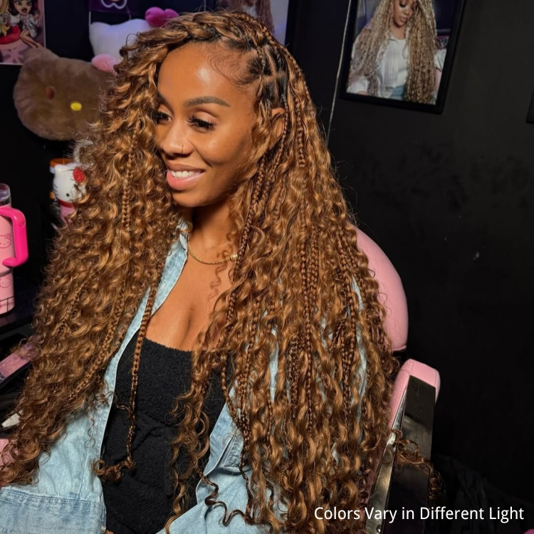 27# Honey Blonde Curly Crochet Hair 100% Human Crochet Braids Extensions - Rafarada