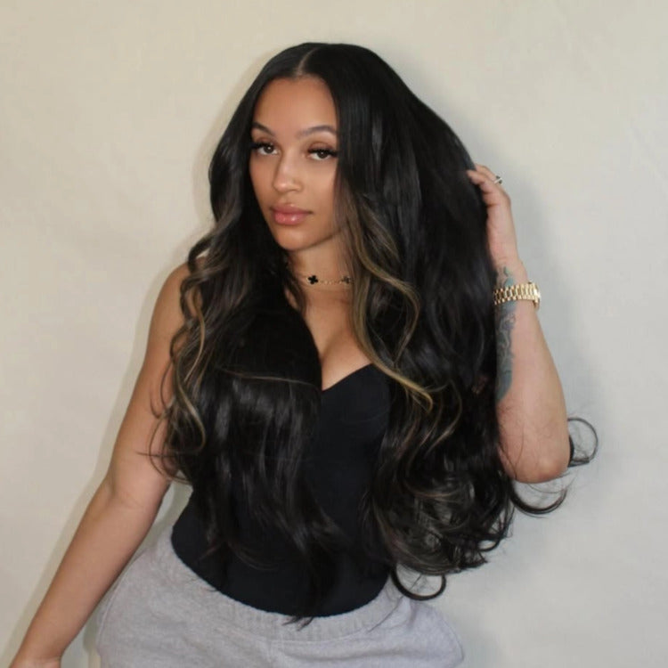 Honey Blonde Highlight 200 Density Body Wave 13x4 HD Lace Frontal Human Hair Wig - Rafarada