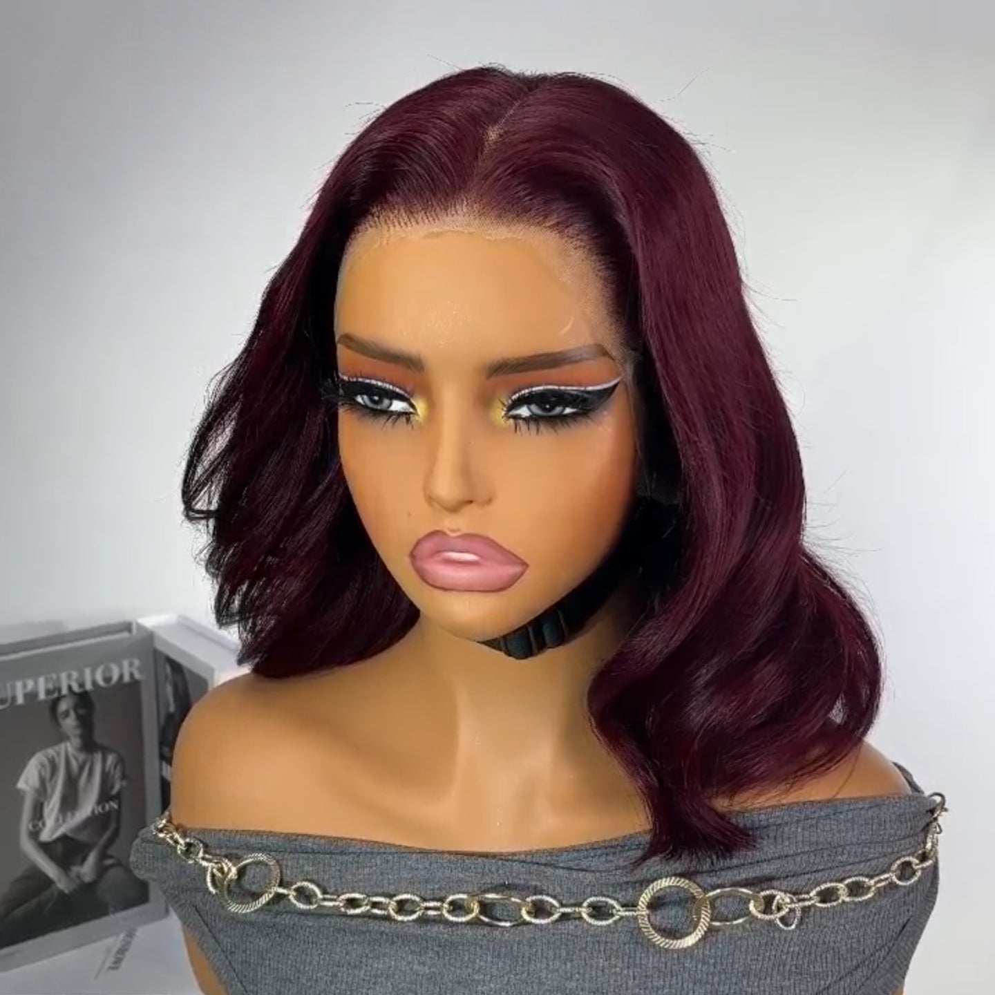 Colored & Natural Bob with Curl Human Hair Wig 220% Density HD Lace Front Wig - Rafarada