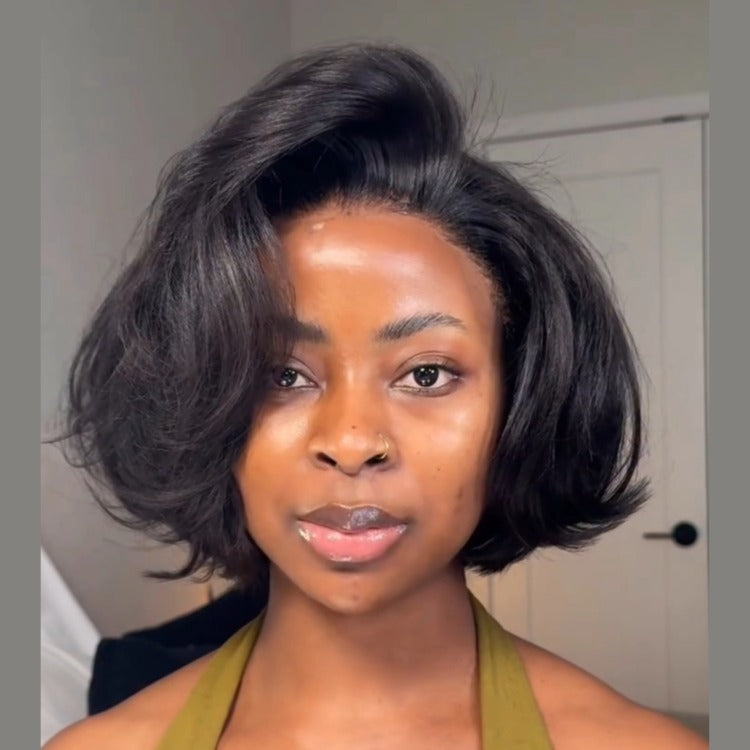 Dark Brown Short Bob Wig Cute Hair HD Lace Frontal 100% Human Hair Wigs - Rafarada