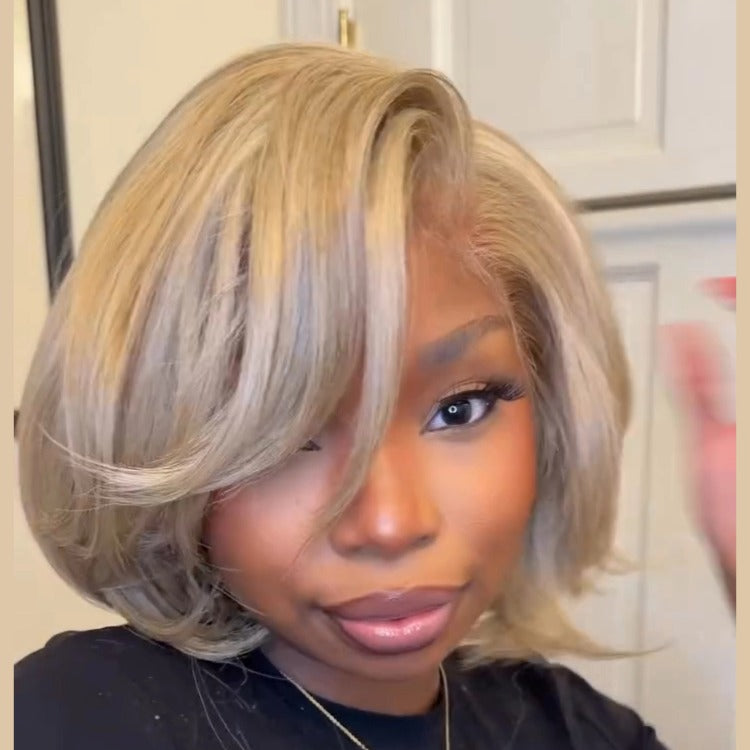 Bob Wig Blonde Color HD Lace Frontal Short Bob Hair 100% Human Hair Wigs - Rafarada