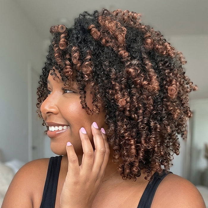 Highlight Copper Brown Mix Color Coily Curly Lace Front Human Hair Wigs Glueless Short Curly Bob Wig for Black Women - Rafarada