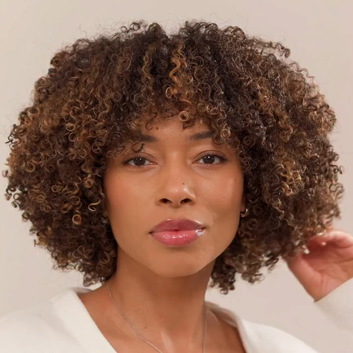 Highlight Color Kinky Curly Wig With Bands Human Hair Wig Glueless Lace frontal Wig Natural Looking For Black Woman- Rafarada