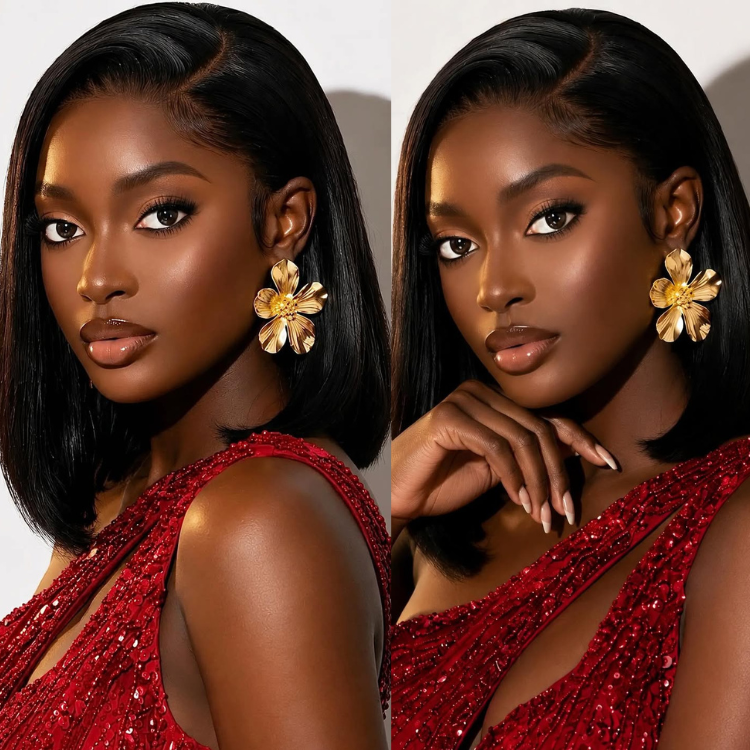 BOB Straight Human Hair Wig Glueless HD Lace Front Human Hair Wigs - Rafarada