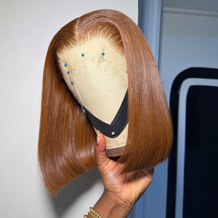 Glueless Bob Wigs Straight Hair Wig Light Brown Color HD Lace Frontal Human Hair Wigs - Rafarada