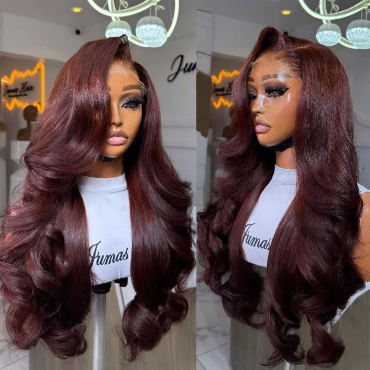 Pre-cut Lace Wig Body Wave Hair 99J Burgundy Color Wear Go Glueless Wig - Rafarada