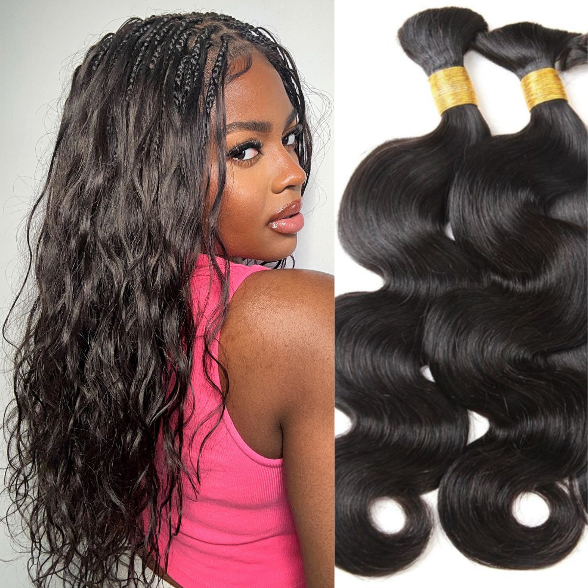 Body Wave Bulk Human Hair For Braiding & Boho Braids- Rafarada