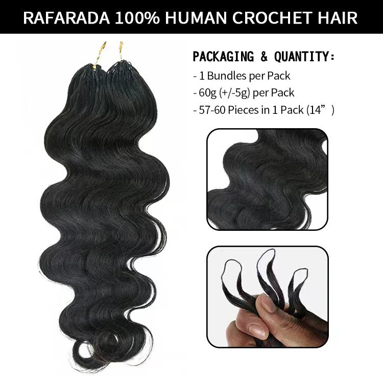 Body Wave Human Crochet Hair Extensions 100% Raw Hair For Crochet Locs Natural Color - Rafarada