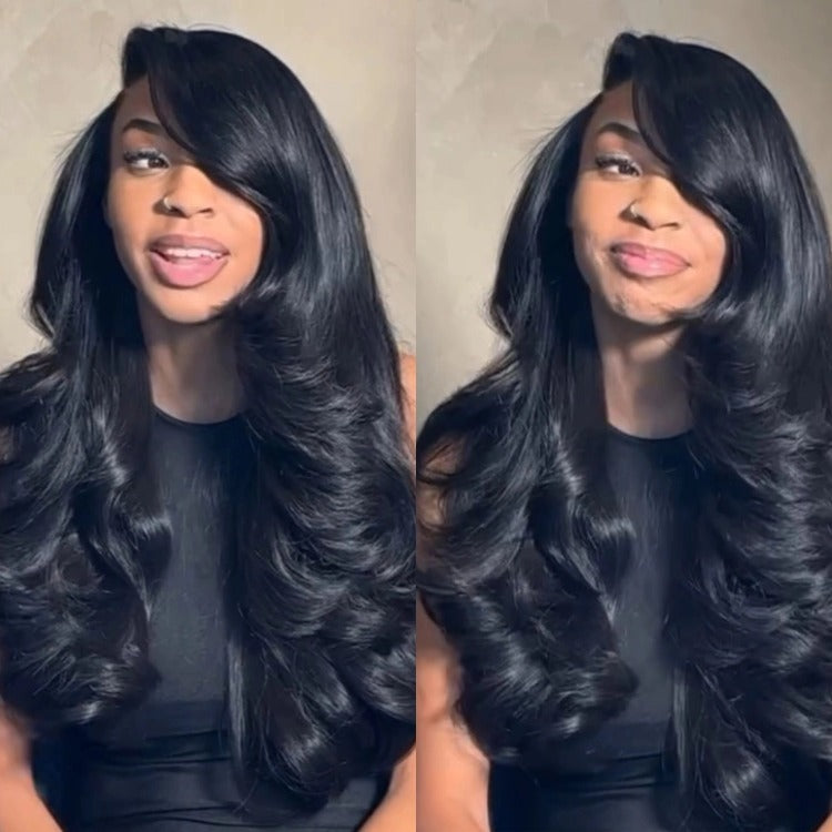 Layered Cut Body Wave Human Hair Wigs Glueless Upgrade Invisi Human Hair Wigs - Rafarada