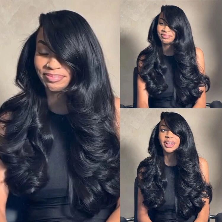 Layered Cut Body Wave Human Hair Wigs Glueless Upgrade Invisi Human Hair Wigs - Rafarada