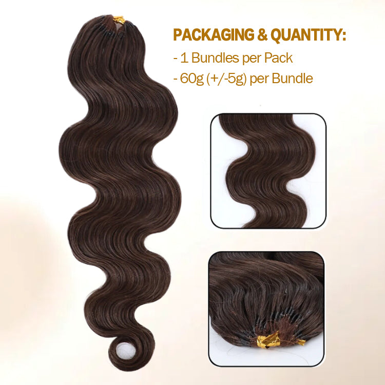 #4 Dark Brown Color Body Wave Feather Crochet Hair Extension Human Hair - Rafarada