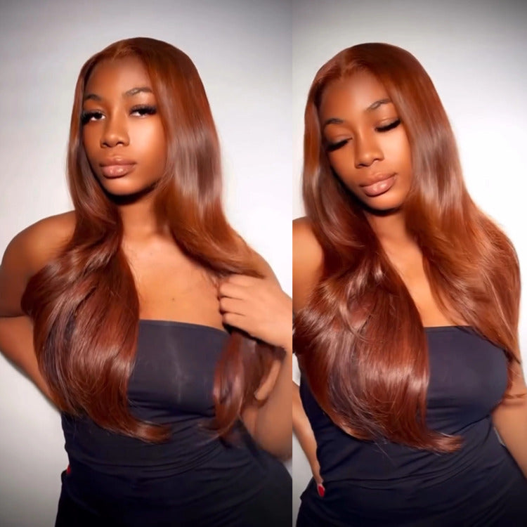 Body Wave Wig Ginger Color Human Hair HD Transparent Lace Closure Wigs - Rafarada