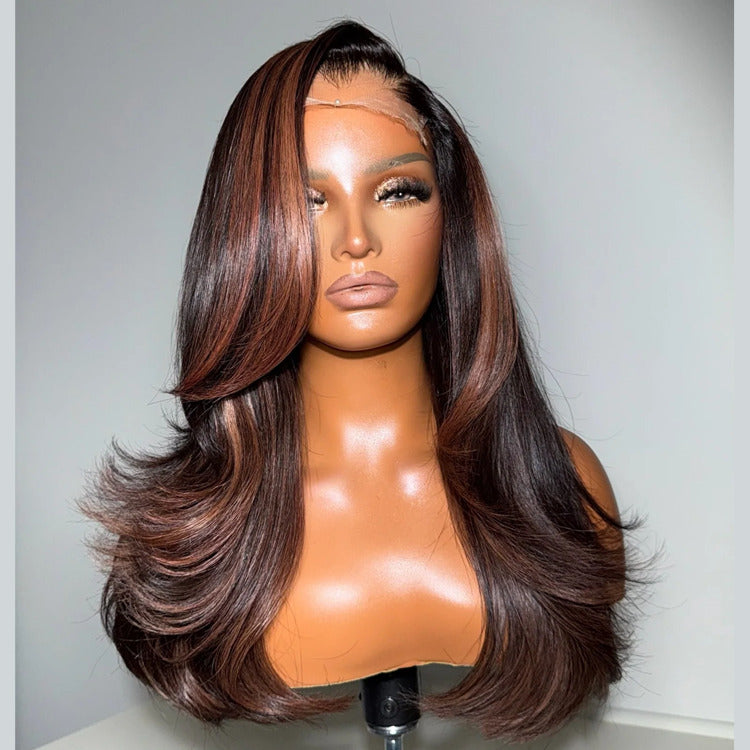 Body Wave Highlight Brown Color Human Hair Wig HD Lace Front Wig - Rafarada