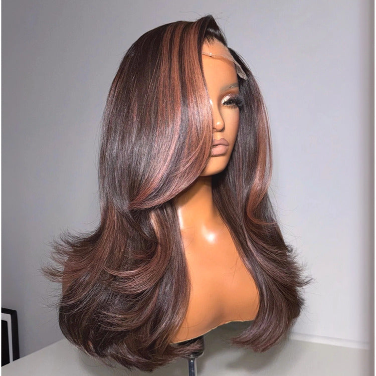 Body Wave Highlight Brown Color Human Hair Wig HD Lace Front Wig - Rafarada
