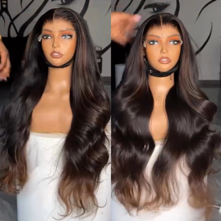 Ombre Body Wave Wig Highlights 13x4 Lace Front Glueless HD Lace Front Wig With Baby Hair - Rafarada