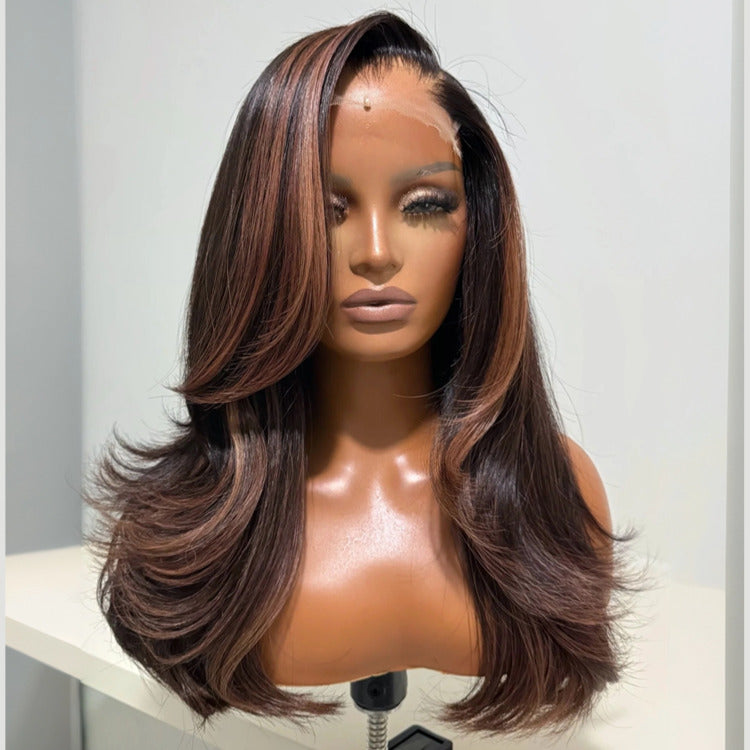 Body Wave Highlight Brown Color Human Hair Wig HD Lace Front Wig - Rafarada