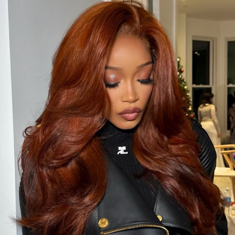 Body Wave Ginger Color Human Hair Wig HD Lace Front Wig With Bangs For Woman- Rafarada
