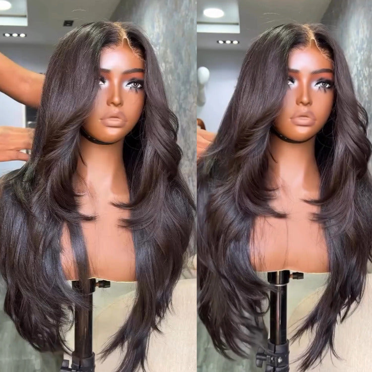 Layered Cut Pre-bleached Wear Go Wigs Face-Framing Body Wave Human Hair Wigs - Rafarada