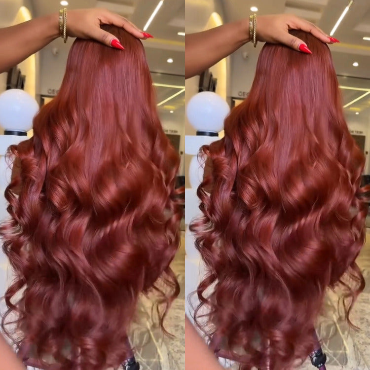 Reddish Brown Body Wave Color Human Hair Wig HD Lace Front Wig - Rafarada
