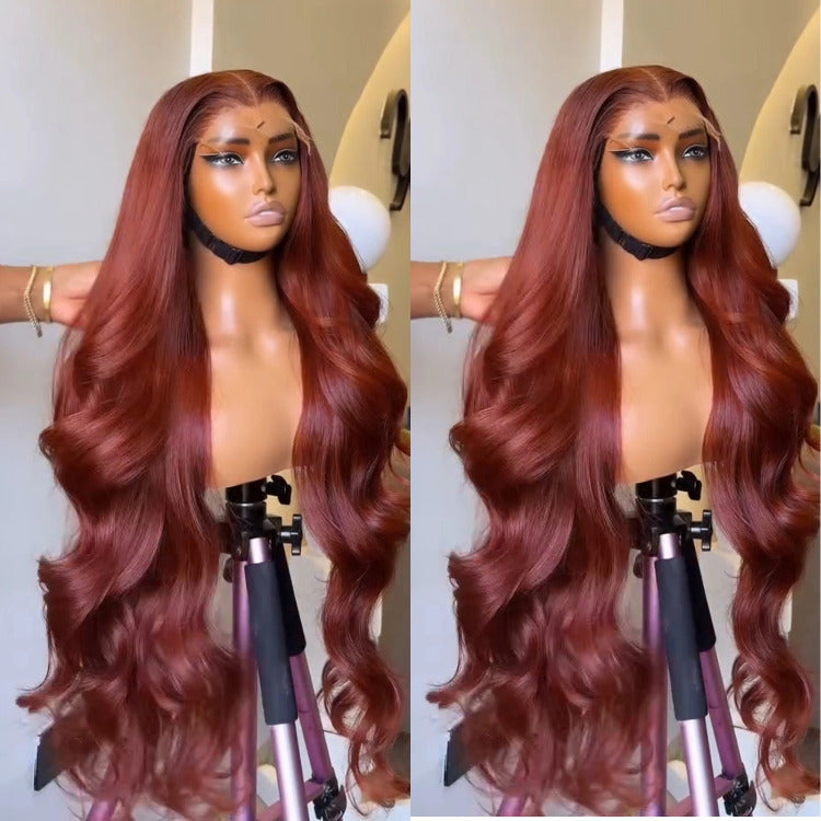 Reddish Brown Body Wave Color Human Hair Wig HD Lace Front Wig - Rafarada