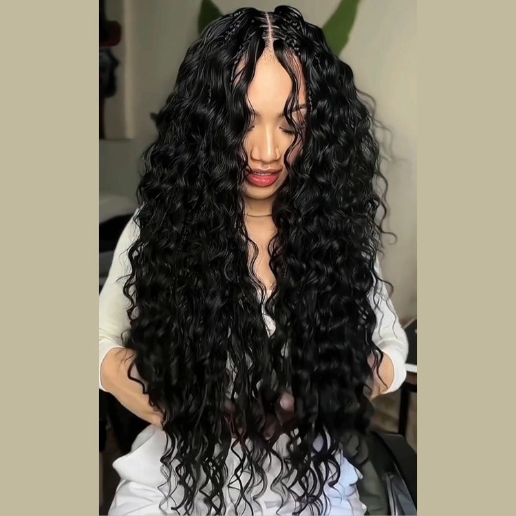 Flash Sale | Water Curls Pre-Braiding Human Hair Wig Light Weight Flexi-Fit Knotless Boho Natural Wig - Rafarada