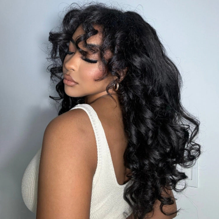 Easy To Wear Bouncy Curly Skin Base Wig Full Mechanism Human Hair Wig With Bangs- Rafarada