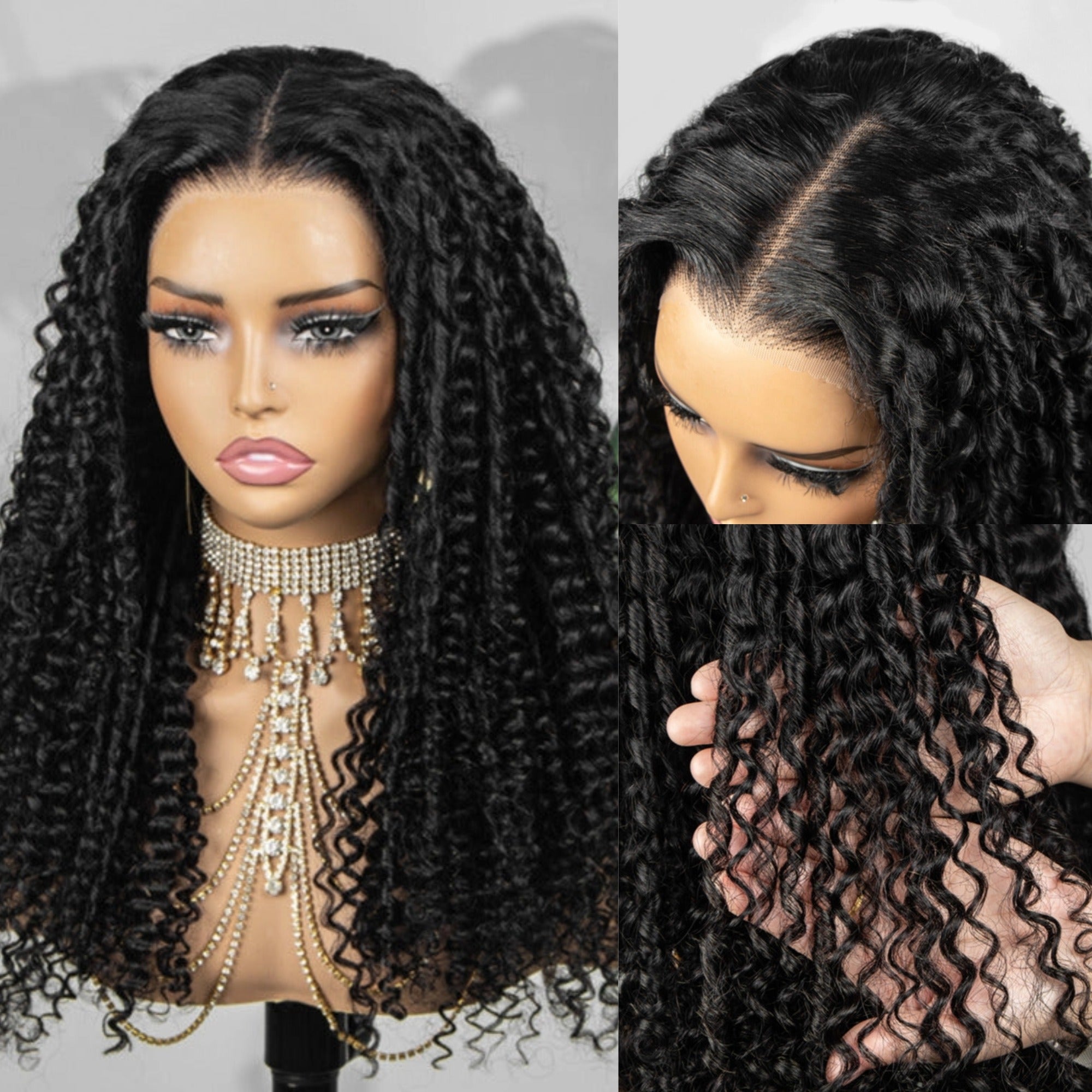 Multi Texture Water Wave With Bouncy Curls HD Lace Frontal Thick Curly Hair Glueless Wigs- Rafarada