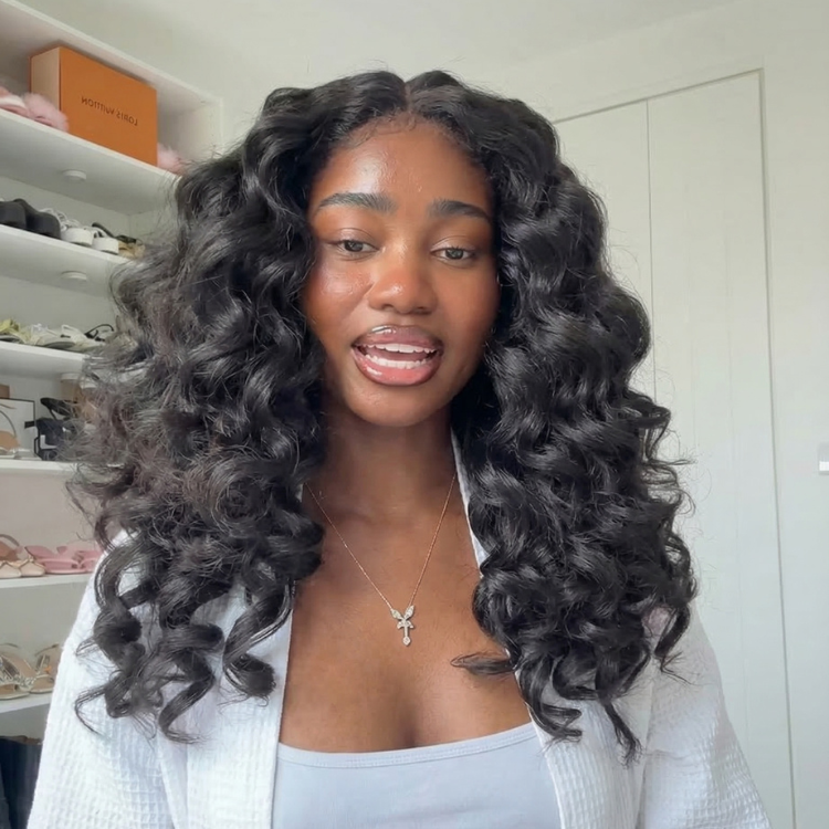 Luxury Bouncy Curly Lace Front Human Hair Wig High Density Deep Curly Wig for Women Pre-plucked Natural Black Glueless Wig - Rafarada