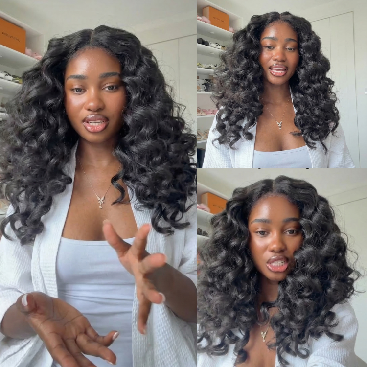 Luxury Bouncy Curly Lace Front Human Hair Wig High Density Deep Curly Wig for Women Pre-plucked Natural Black Glueless Wig - Rafarada